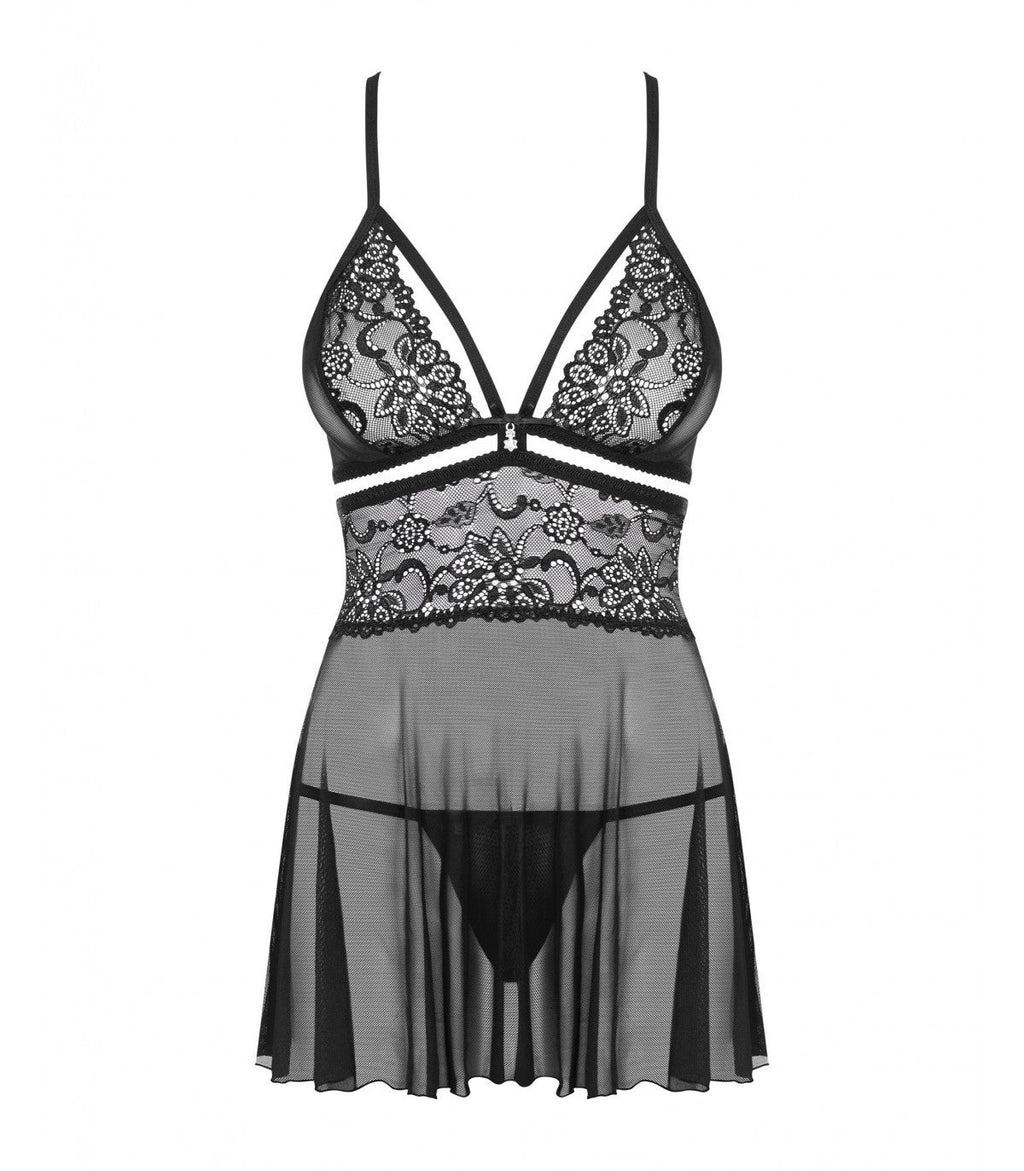 838-CAPITOLO-1 BABYDOLL E PERIZOMA NERO 2XL/3XL