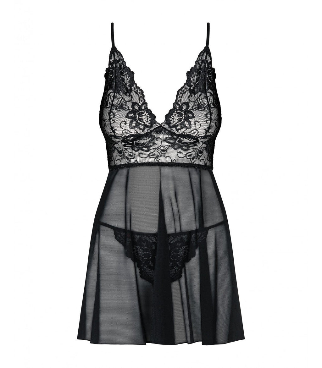BABYDOLL E PERIZOMA IDILLIA NERO S/M